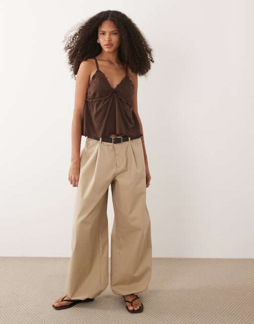 Mango - Teen - Canottiera marrone con spalline sottili e volant, 2 di 4