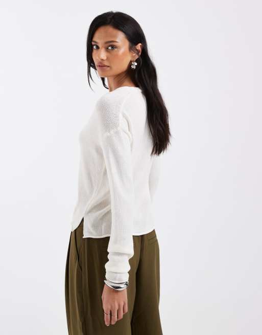 Mango - Teen - Cardigan in maglia color crema con scollo a V, 2 di 4