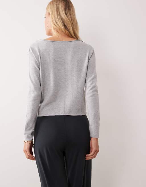 Mango Teen Cardigan mit V-Ausschnitt in Grau, 4 von 4