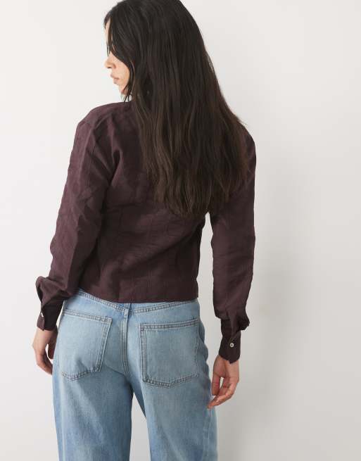 Mango Teen chemise à nouer à la taille en prune, 4 de 4