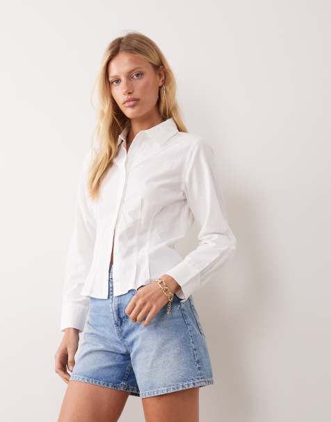 Mango Teen cinched waist shirt in white - view 1