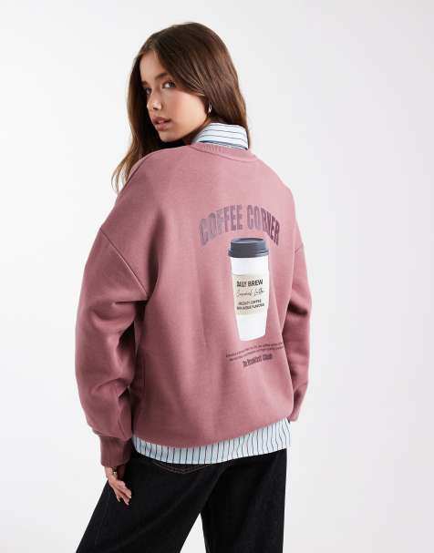 Mango Teen coffee graphic sweatshirt in pink - view 1