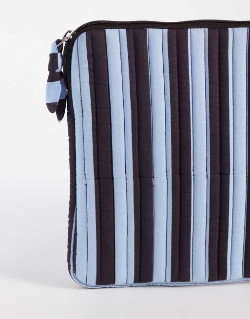 Mango Teen coque pour ordinateur portable à rayures marron et bleues, 3 de 4