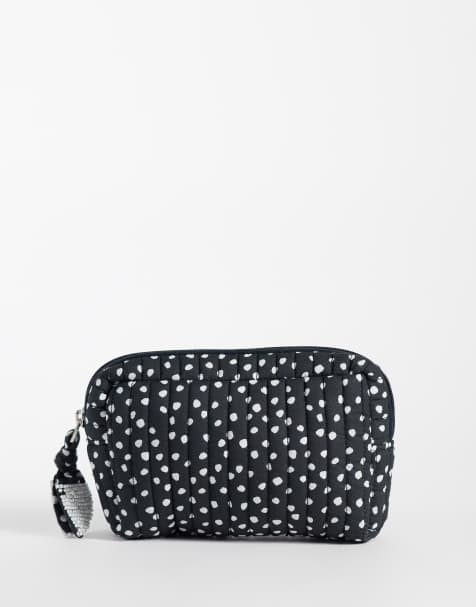 Mango Teen cosmetic bag in black and white polka dot print - view 1