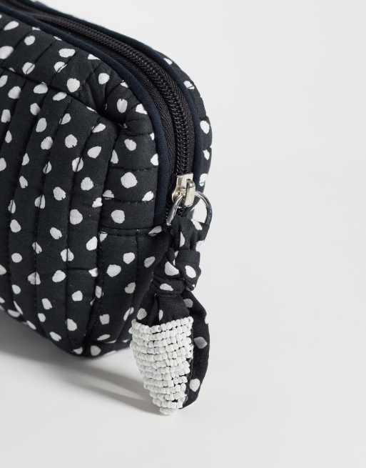 Mango Teen cosmetic bag in black and white polka dot print, 2 of 3