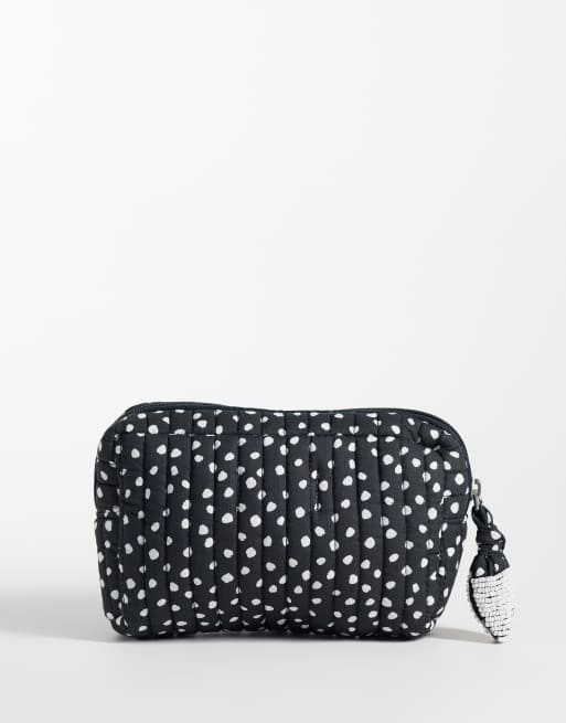 Mango Teen cosmetic bag in black and white polka dot print, 3 of 3