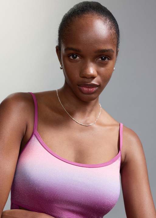 Mango Teen - Costume da bagno con cut-out rosa e blu con stampa glitterata, 4 di 4