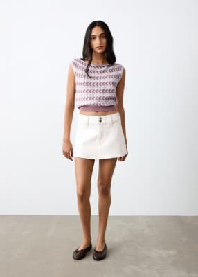 Mango Teen Cotton Rich Denim Mini Skirt In White