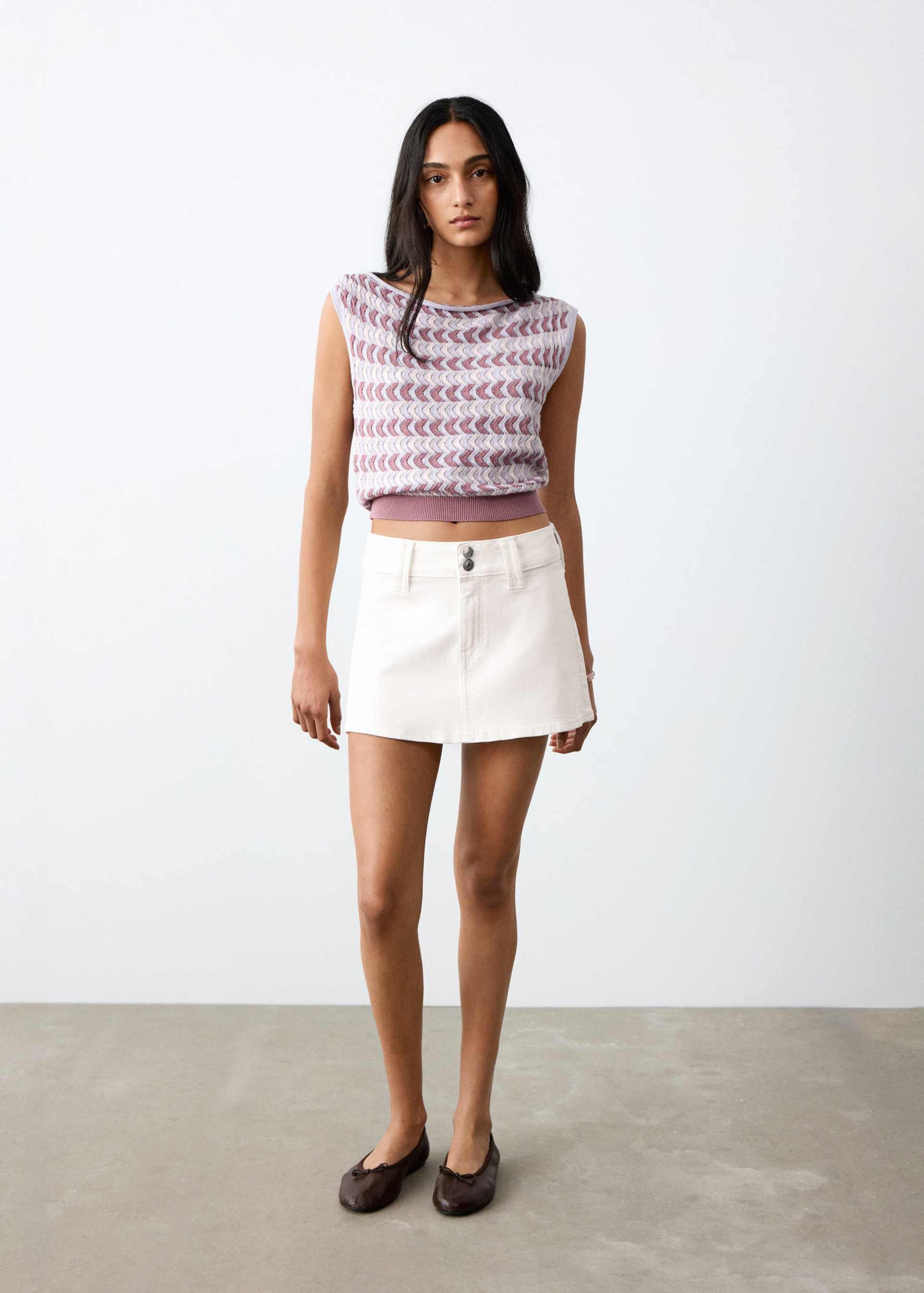 mango teen cotton rich denim mini skirt in white