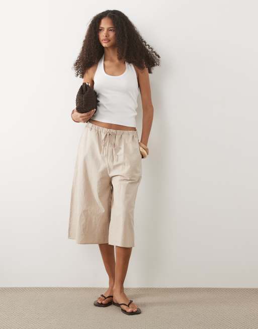 Mango Teen cotton rich halterneck top with stitch detail in white, 2 of 4