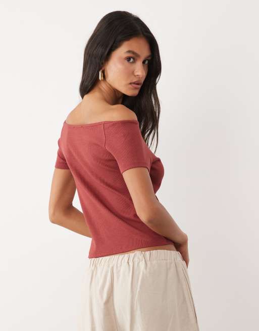 Mango Teen cotton rich scoop neck T-shirt in red, 4 of 4
