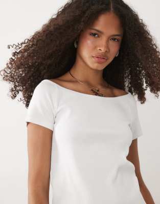 Mango Teen Cotton Rich Scoop Neck T-shirt In White