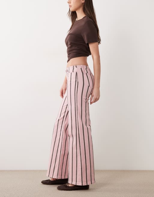 Mango Teen cotton rich straight jean in pink and brown stripe, 2 of 5