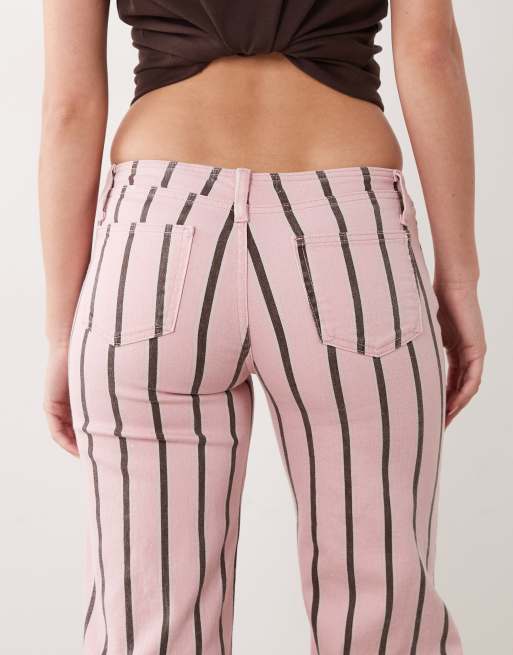 Mango Teen cotton rich straight jean in pink and brown stripe, 5 of 5