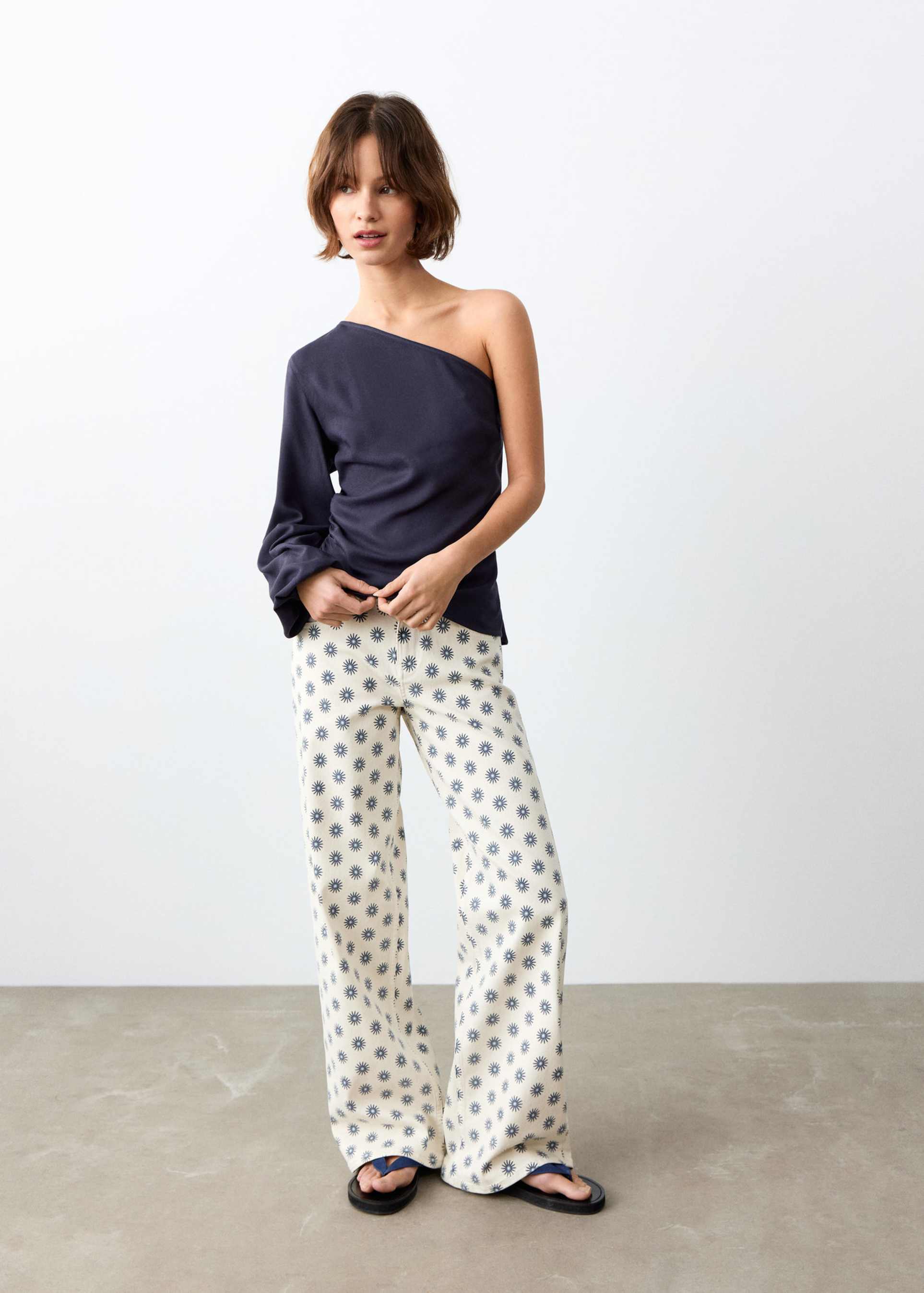 mango teen cotton rich straight jeans in sunshine print