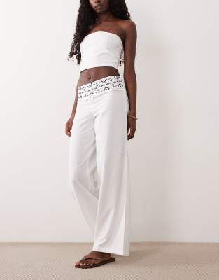 Mango Teen cotton rich straight trouser in white