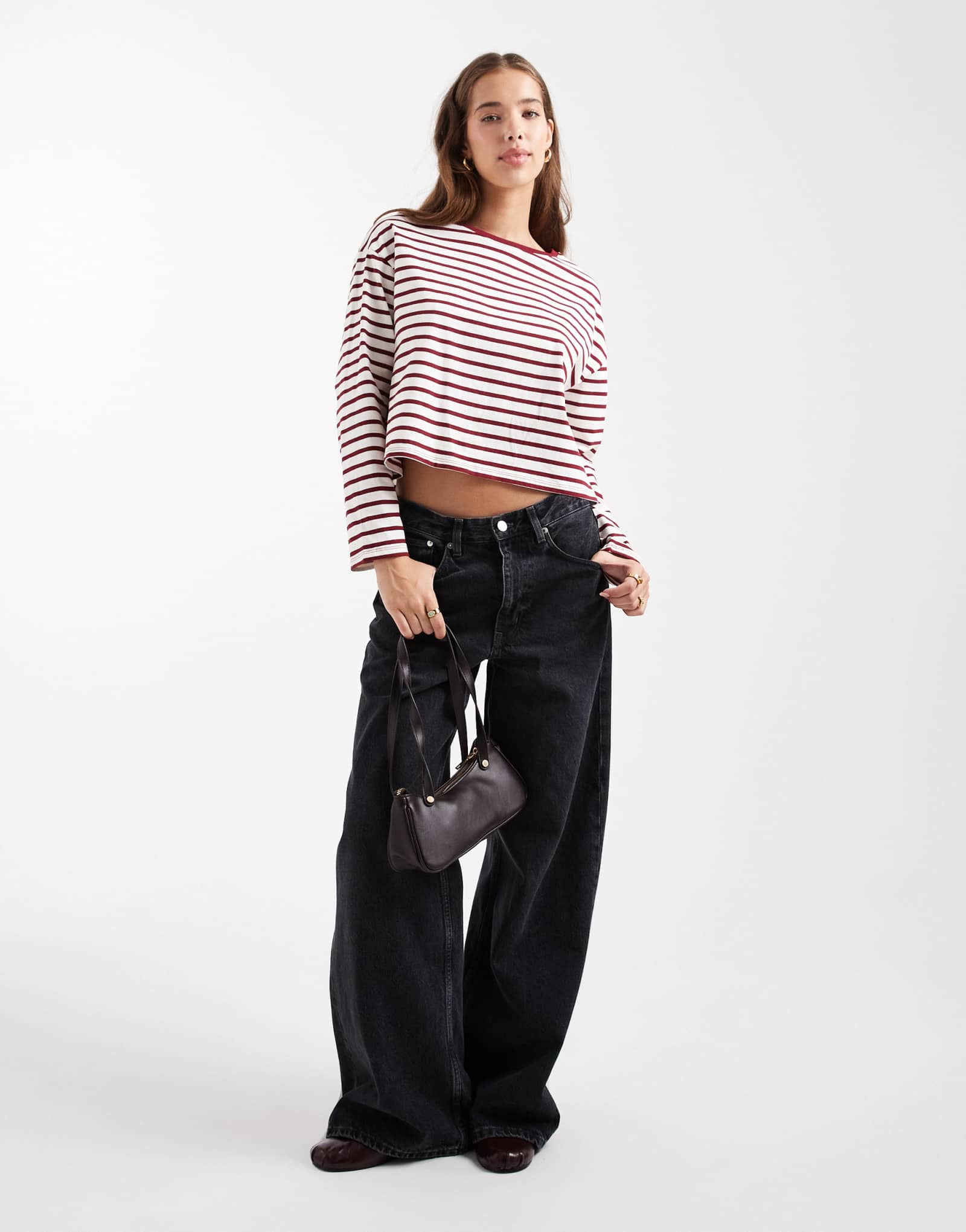 Подростковый топ с круглым вырезом Mango Teen в красную полоску 