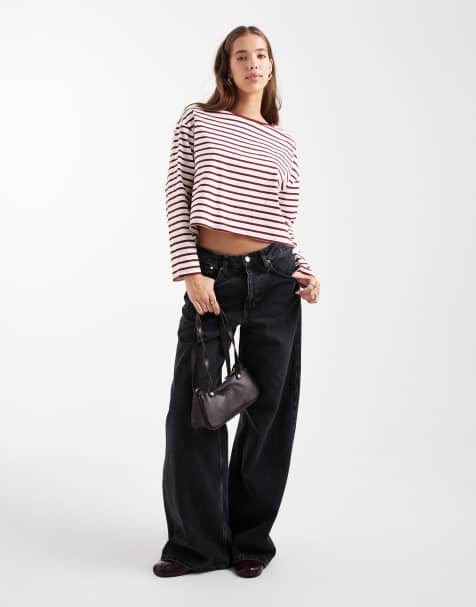 Mango Teen crew neck top in red stripe 