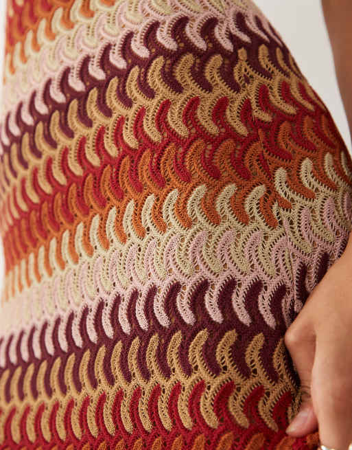 mango red crochet dress MANGO TEEN - Crochet Dress with fringes Orange - M