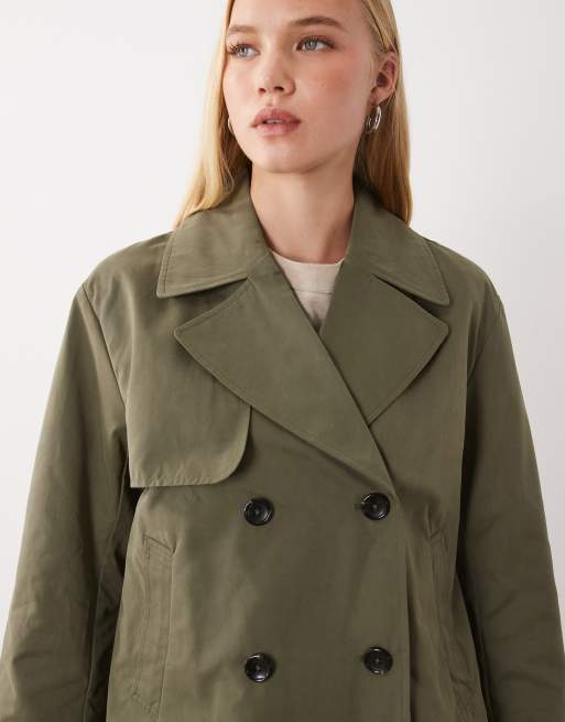 Mango Teen cropped trench in khaki, 3 of 4