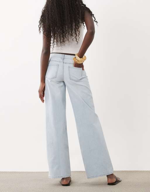 Mango Teen cross waist straight jean in bleach wash blue, 3 of 5