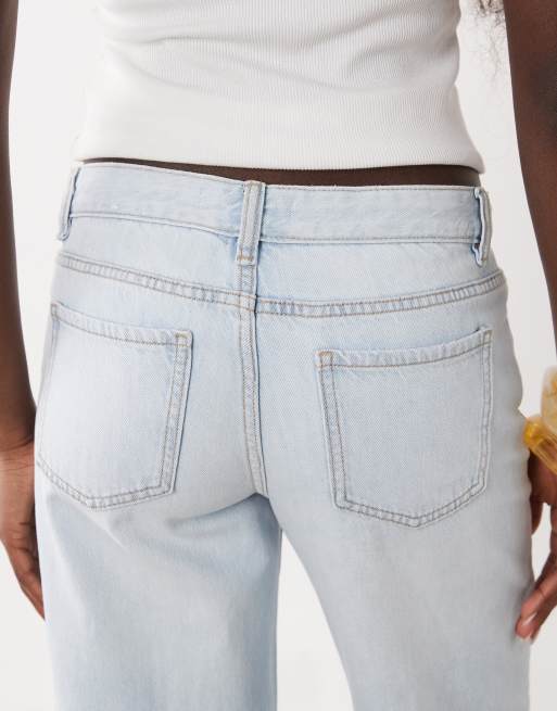 Mango Teen cross waist straight jeans in bleach wash blue, 5 of 5
