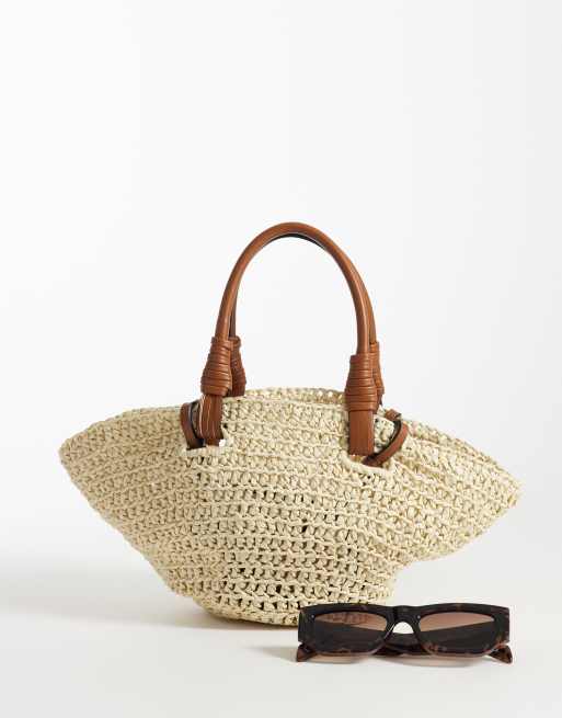 Mango - Teen - Crossbody tas van raffia in beige, 2 van 4
