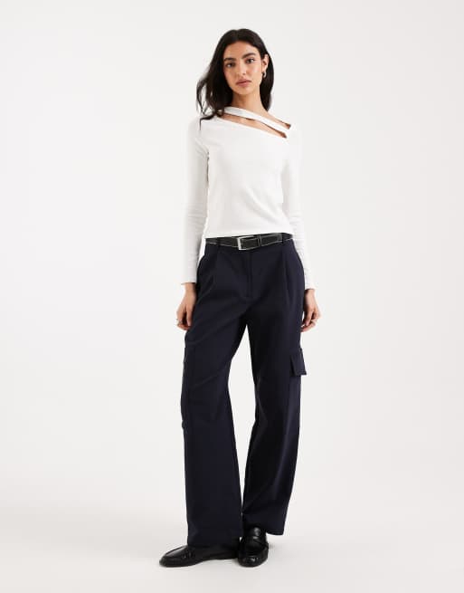 Mango Teen cut out long sleeve top in white, 4 of 4