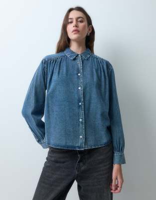 Mango Teen Denim Shirt In Blue