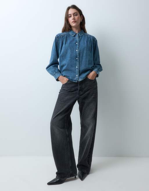 Mango Teen denim shirt in mid blue, 2 of 5