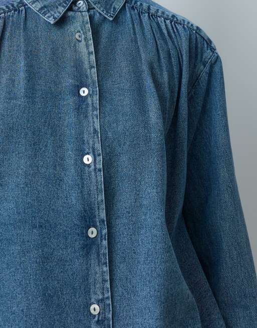 Mango Teen denim shirt in mid blue, 3 of 5