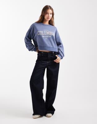 Mango Teen District Of Columbia Graphic Sweatshirt In Blue