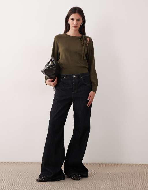 Mango Teen – Dzianinowy top z wiązaniem w kolorze khaki, 2 z 4