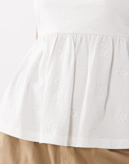 Mango Teen embroidered bandeau top in white, 4 of 4