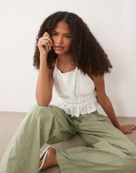 Mango Teen embroidered halterneck top in white - view 1