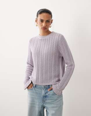 Mango - Teen - Feinstrick-Oberteil in Pastelllila mit ausgestellten Ärmeln