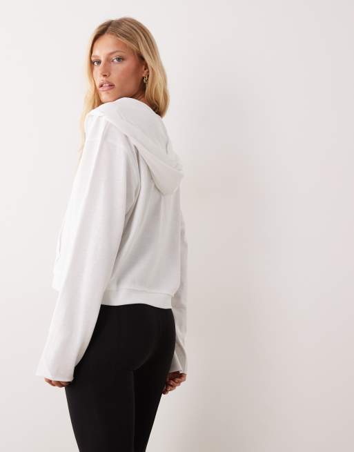 Mango Teen felpa con cappuccio bianca con zip, 4 di 4