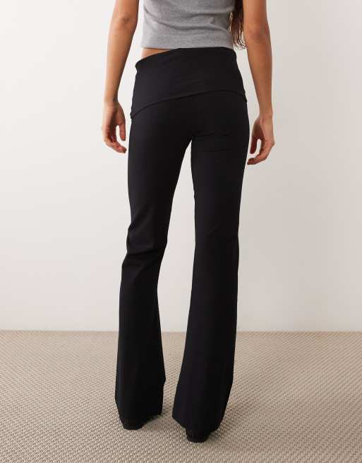 Mango Teen flared broek van jersey met omslag in zwart, 3 van 5