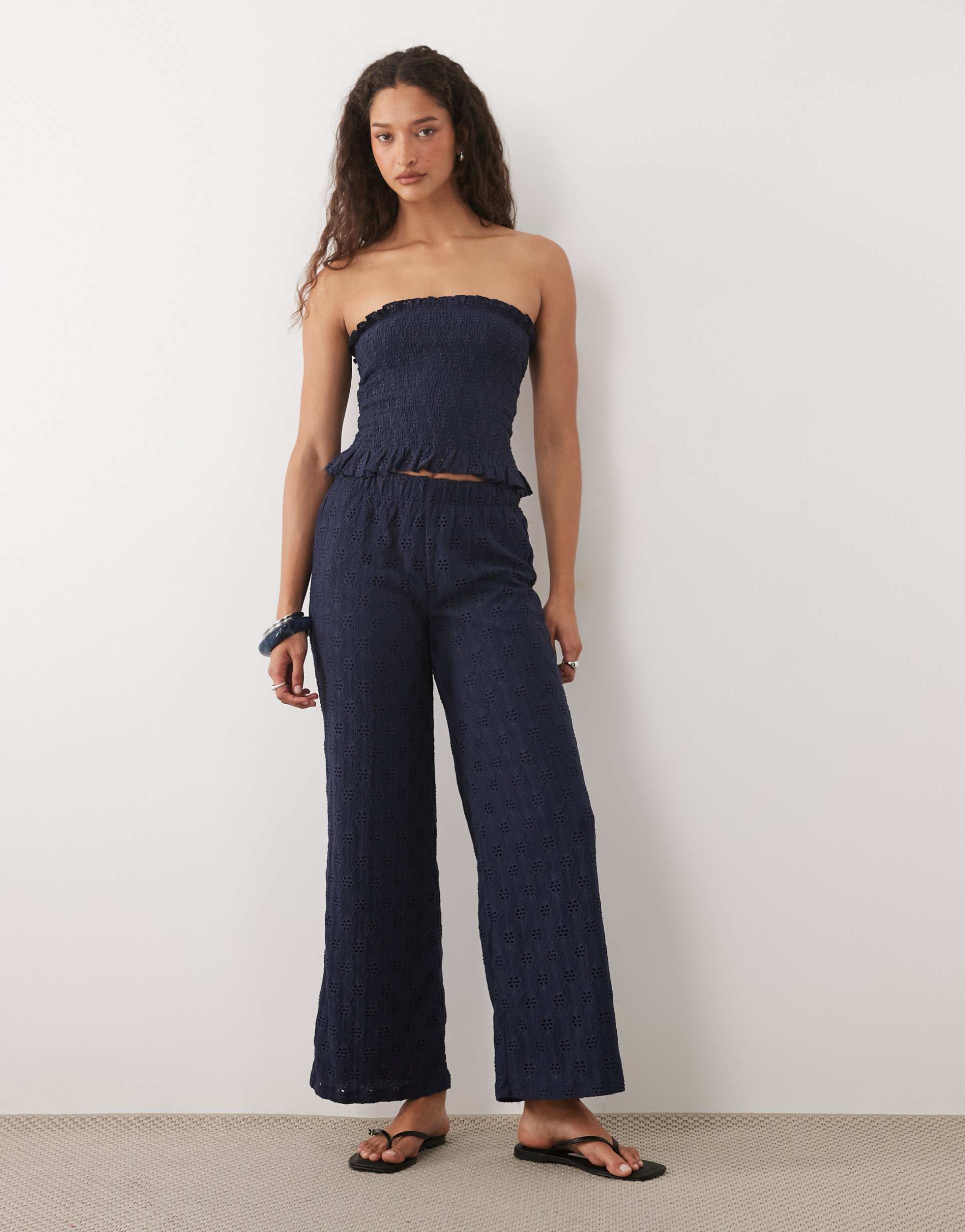 mango teen floral straight pants in navy - part of a set