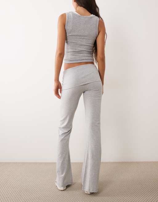 Mango Teen fold over jersey flares in light grey, 3 of 5