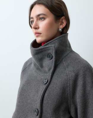 Mango Teen Funnel Neck Short Jacket In Gray