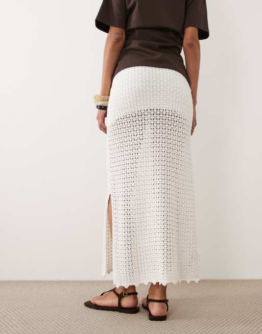 Mango - Teen - Gebreide maxi rok in wit, 5 van 5