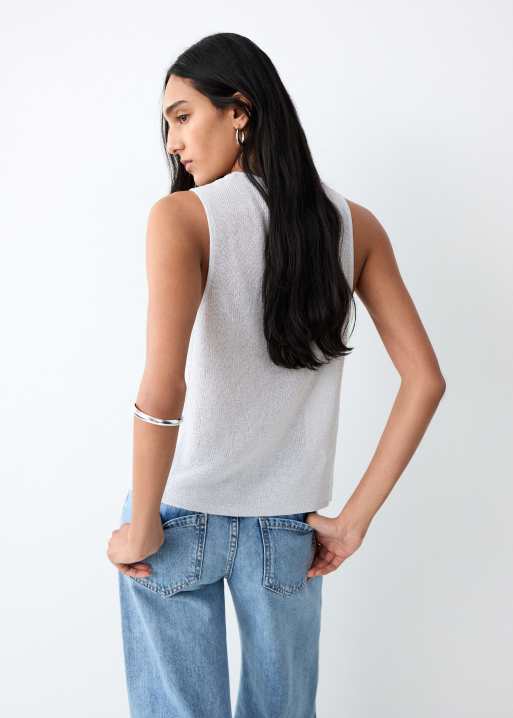 Mango - Teen - Gebreide top met gekruist detail in zilver, 2 van 4