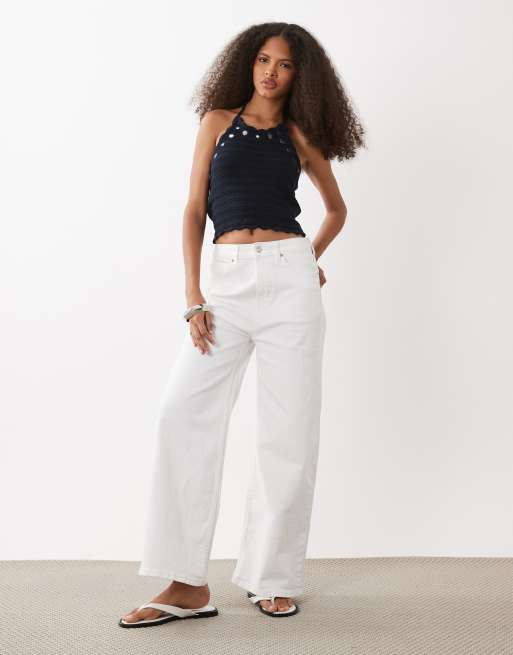 Mango - Teen - Gebreide top met halternek en spiegeltjes in marineblauw, 4 van 4