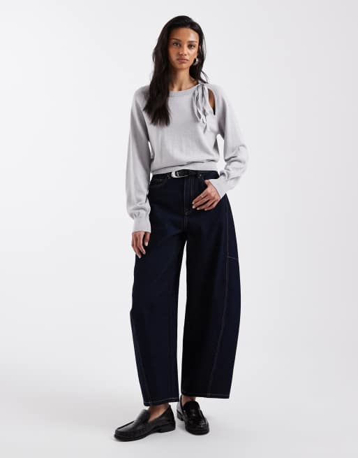 Mango - Teen - Gebreide top van 100% katoen met strikdetail in grijs, 3 van 4