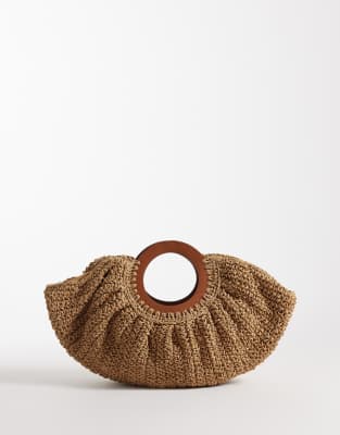 Mango - Teen - Geflochtene Henkeltasche in Braun-Brown