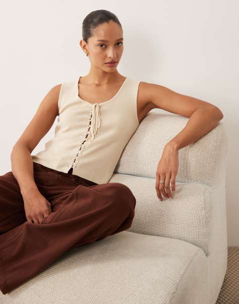 Mango - Teen - Gehaakt vest in beige - view 1