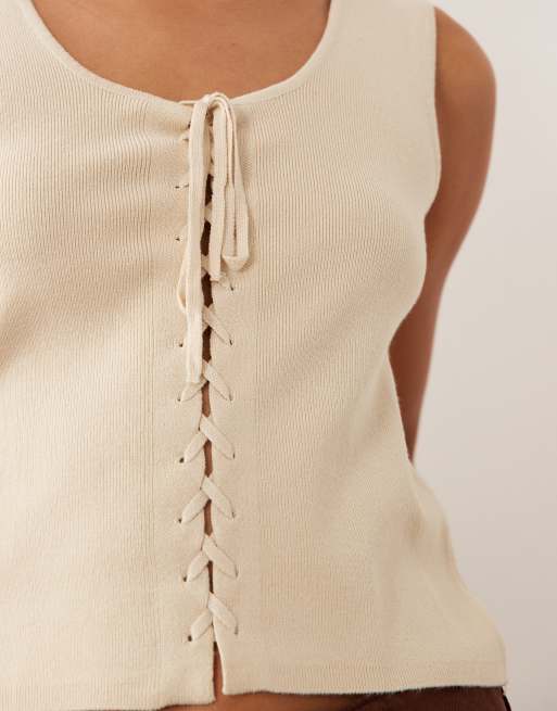Mango - Teen - Gehaakt vest in beige, 3 van 4