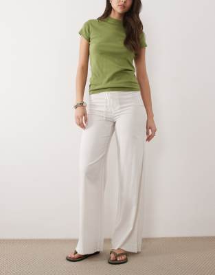 Mango - Teen - Gerade geschnittene Hose aus Leinenmix in Natur mit Bindegürtel-Neutral