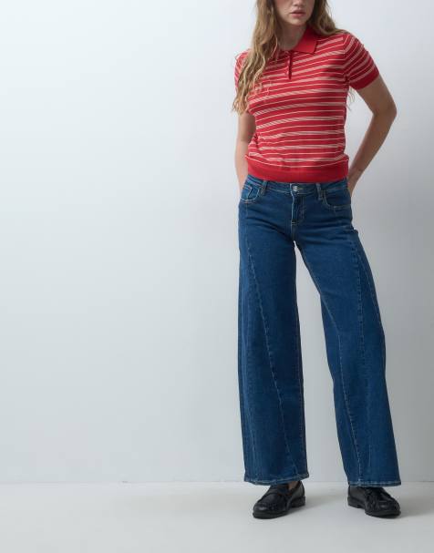 Mango Teen gerade Jeans mit vorderer Naht in Dunkelblau - view 1